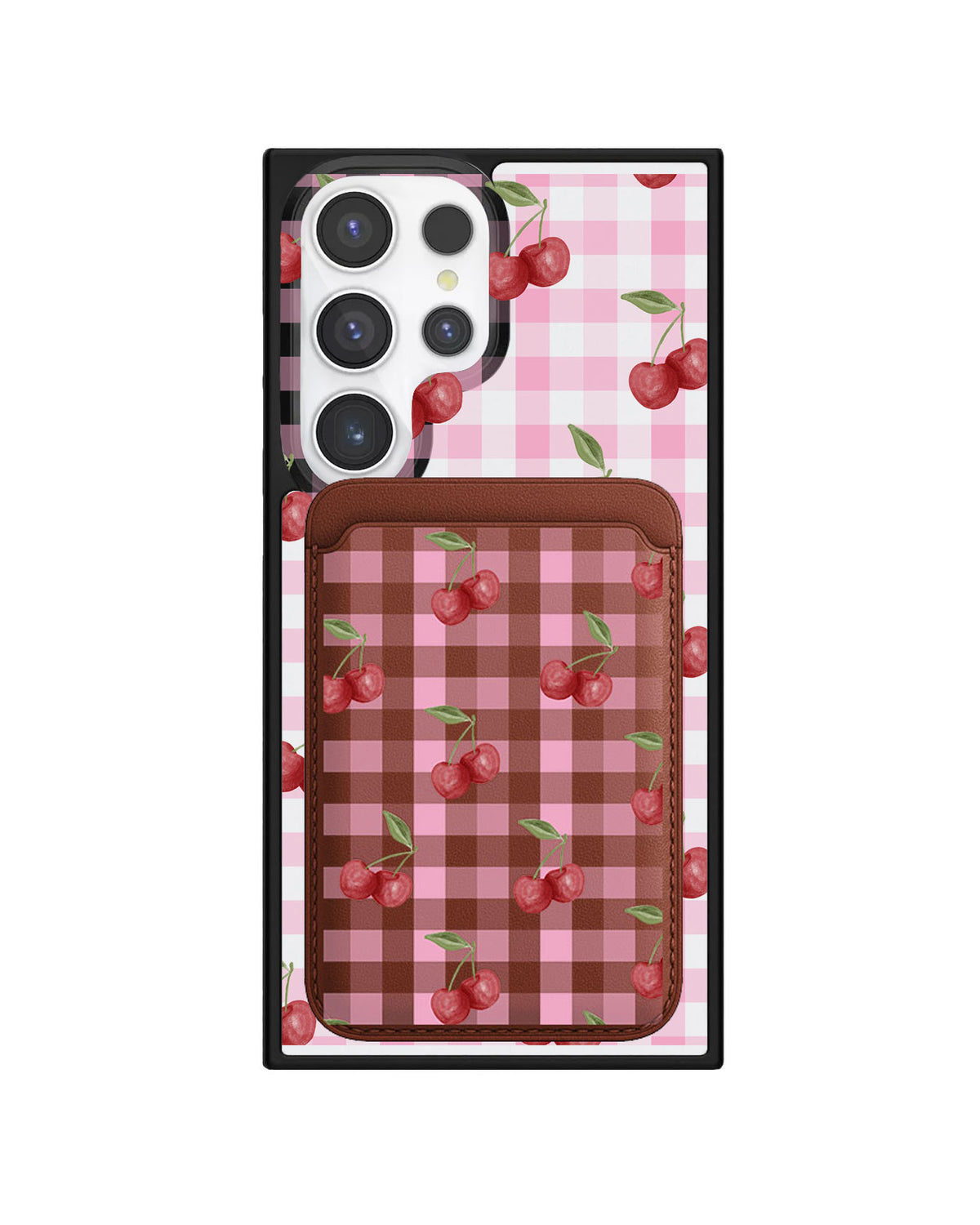 Android Magnetic Wallet Case - Cherry Tartan