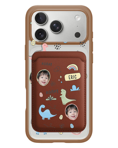 iPhone Magnetic Wallet Case - Face Grid Dino