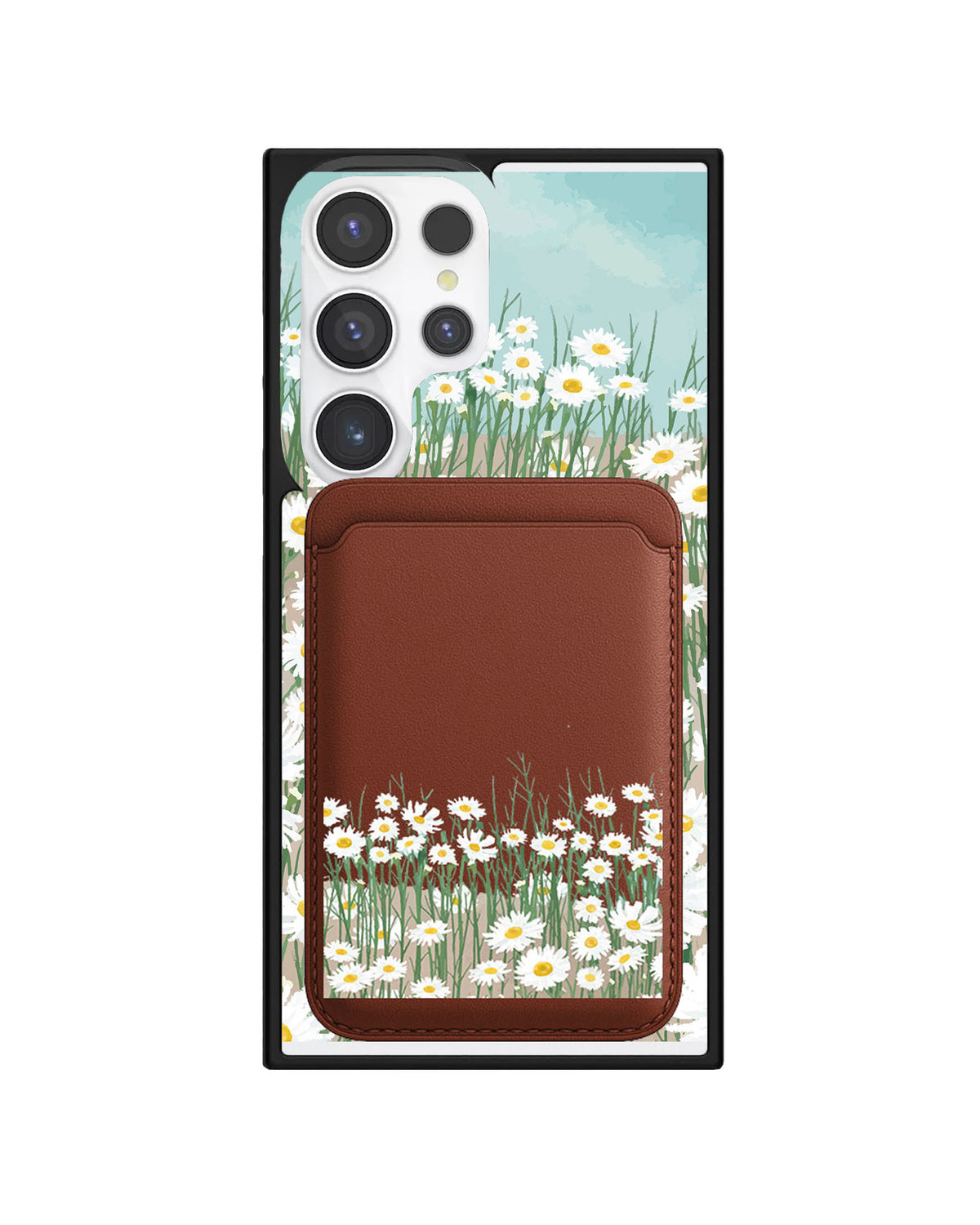 Android Magnetic Wallet Case - Oil Painting Daisy