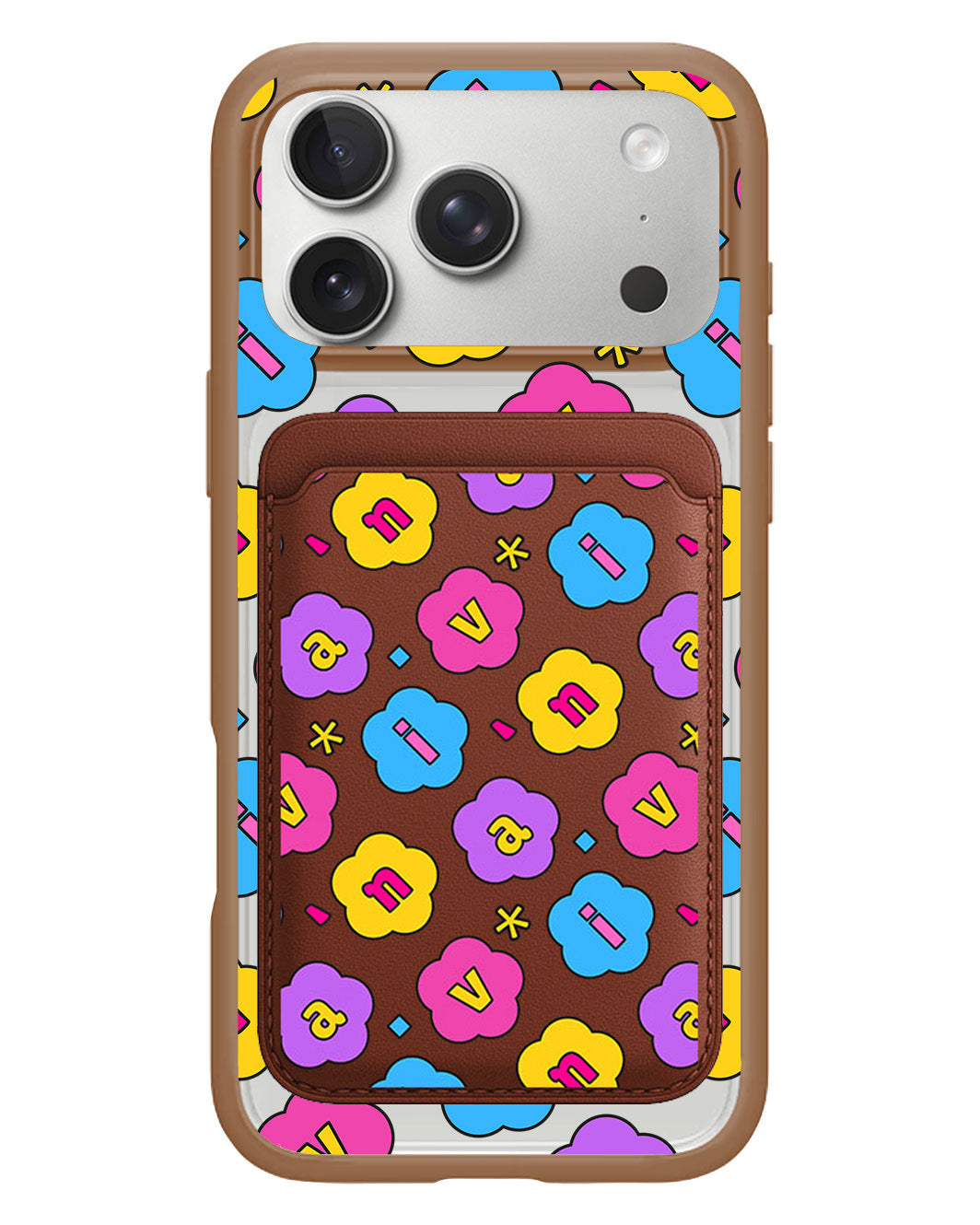 iPhone Magnetic Wallet Case - Flower Petals Monogram 4.0