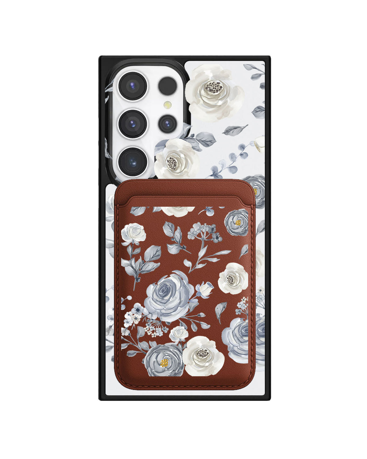 Android Magnetic Wallet Case - Blue Rose