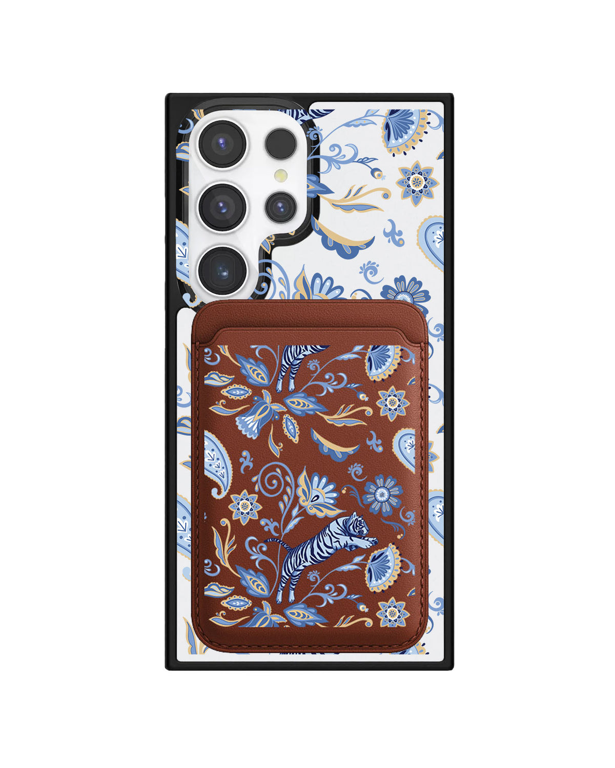 Android Magnetic Wallet Case - Tiger & Floral