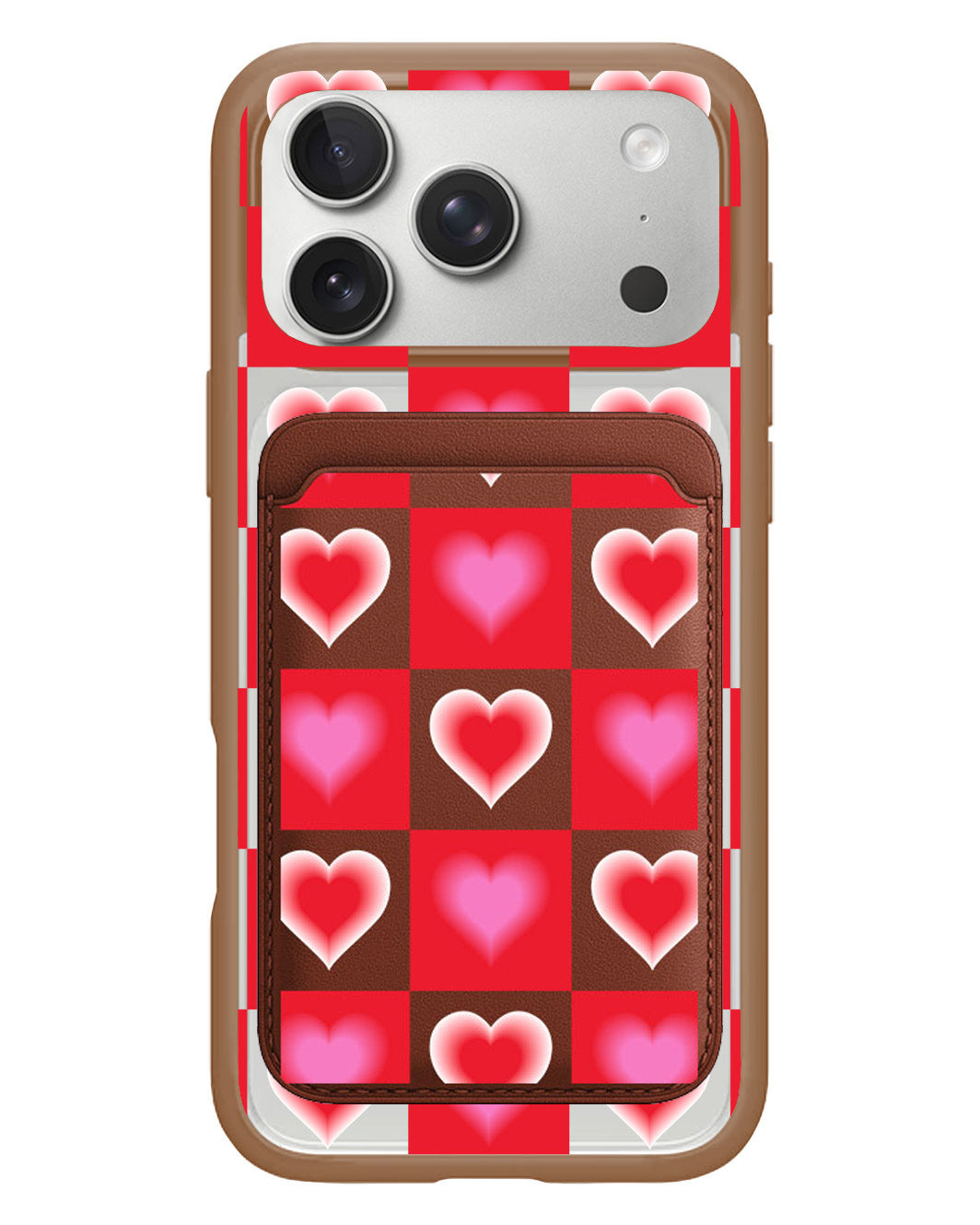 iPhone Magnetic Wallet Case - Love Checkered