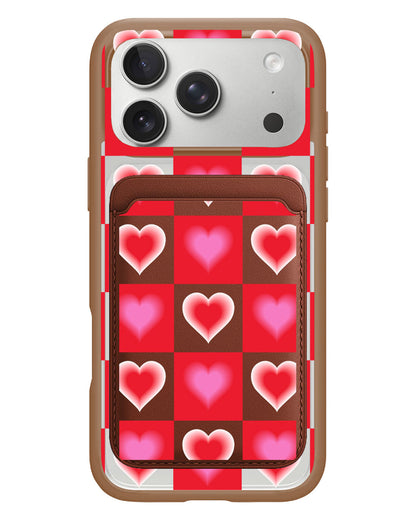 iPhone Magnetic Wallet Case - Love Checkered
