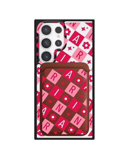 Android Magnetic Wallet Case - Flower Grid Monogram 1.0