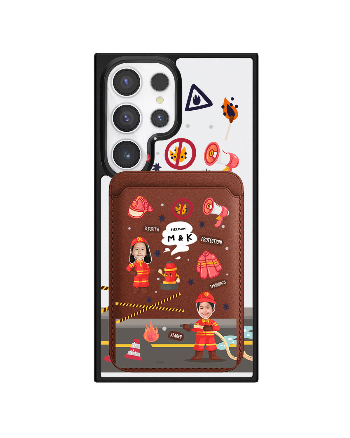 Android Magnetic Wallet Case - Face Grid Dream Firefighter