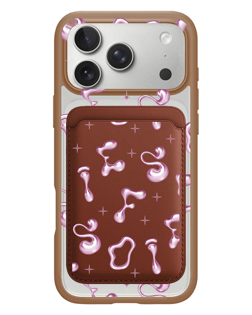iPhone Magnetic Wallet Case - Pink Chrome Monogram