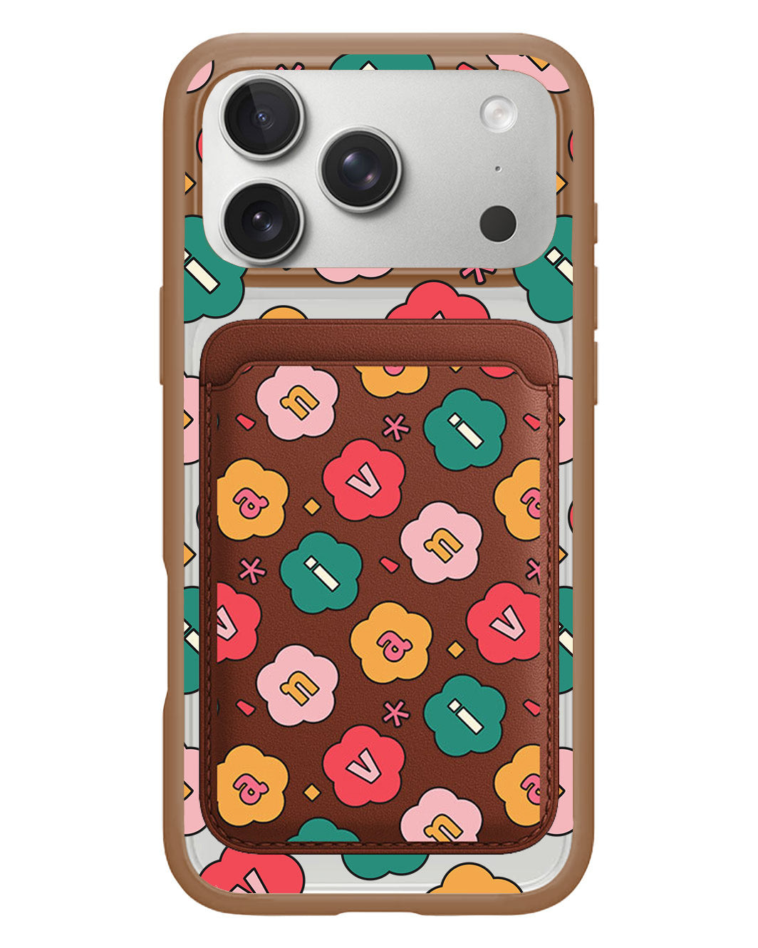 iPhone Magnetic Wallet Case - Flower Petals Monogram 3.0