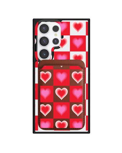 Android Magnetic Wallet Case - Love Checkered