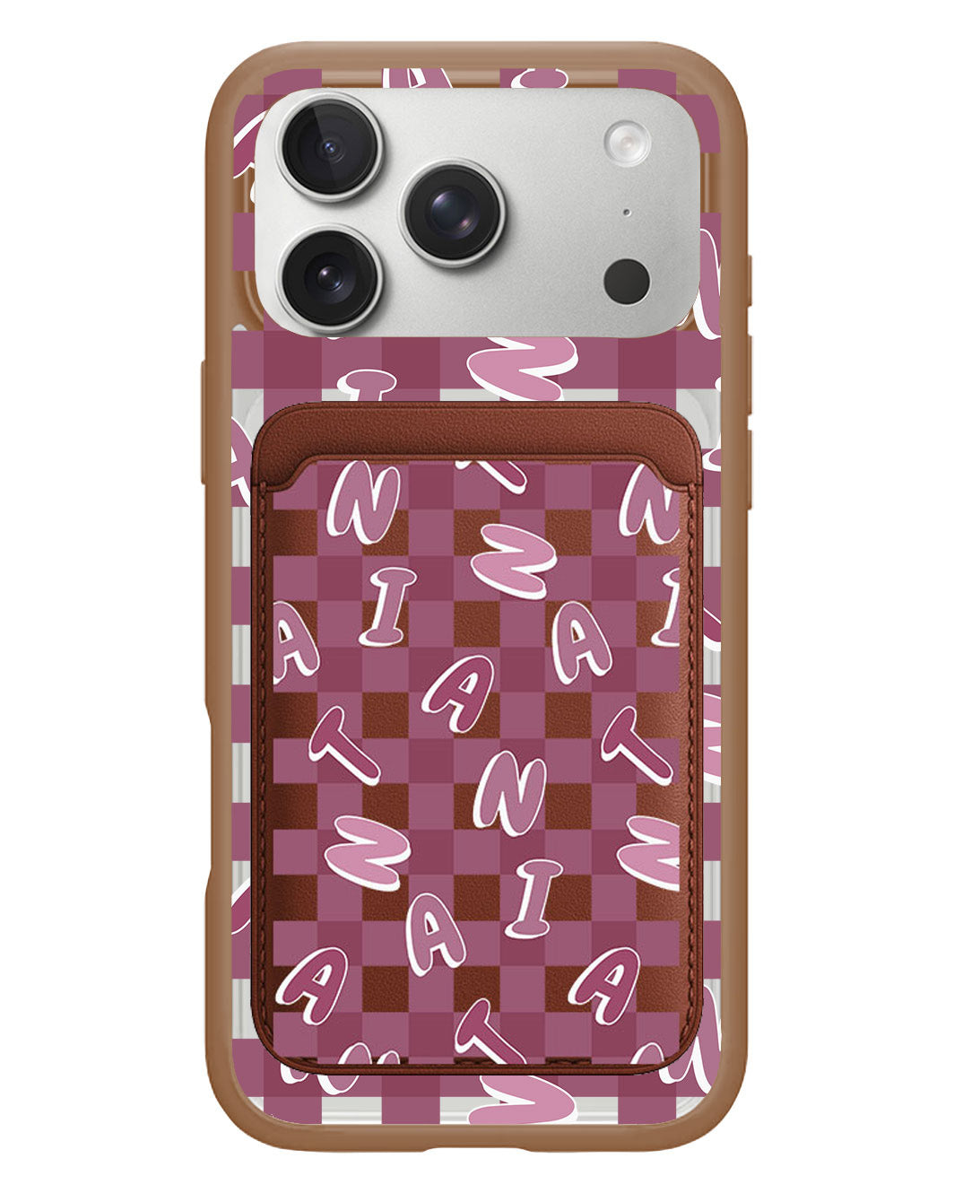 iPhone Magnetic Wallet Case - Checkered Monogram 2.0