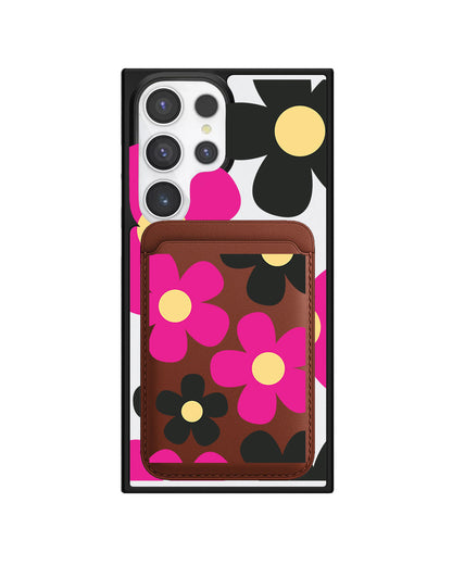 Android Magnetic Wallet Case - Daisy Hot Pink