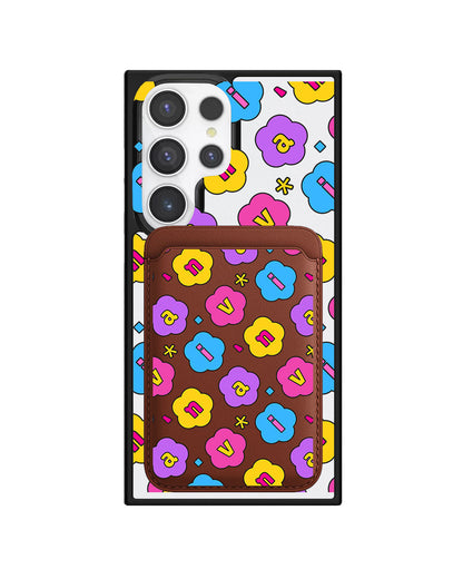 Android Magnetic Wallet Case - Flower Petals Monogram 4.0
