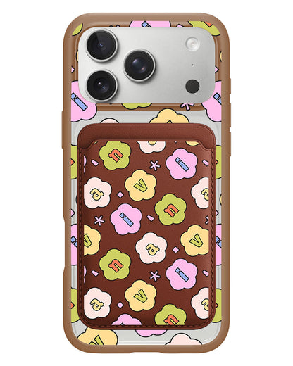 iPhone Magnetic Wallet Case - Flower Petals Monogram 1.0