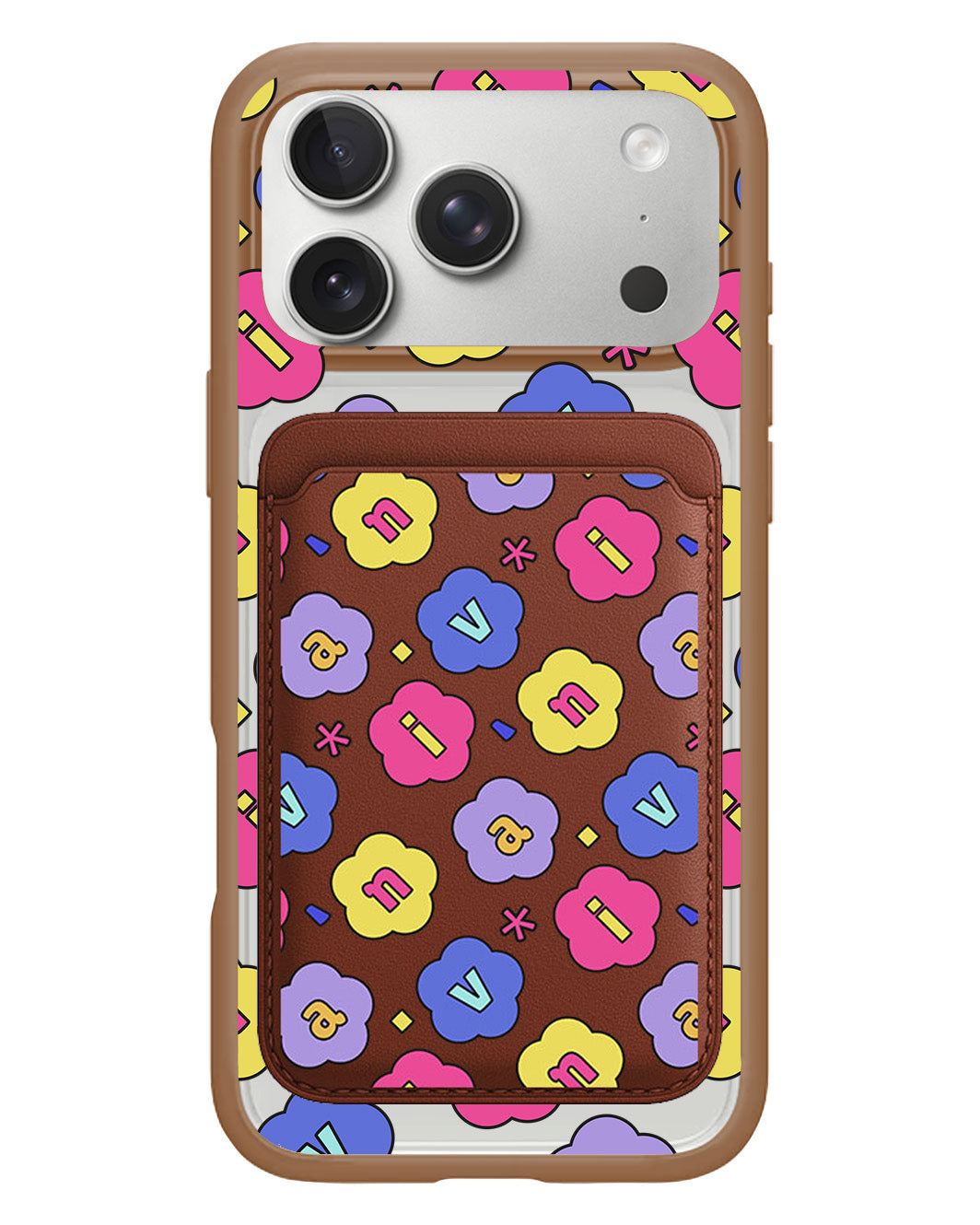 iPhone Magnetic Wallet Case - Flower Petals Monogram 2.0