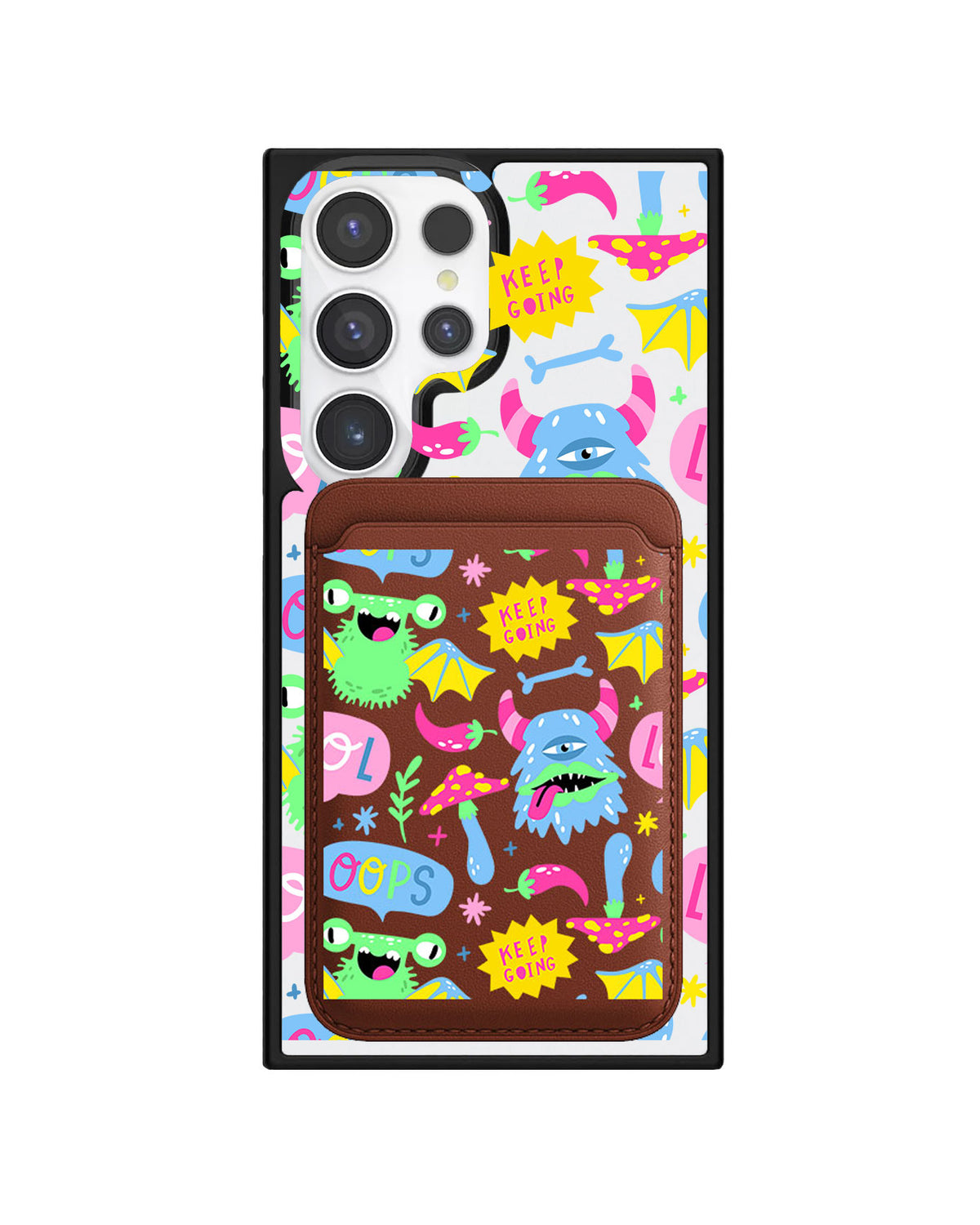 Android Magnetic Wallet Case - Monster Say Keep Going