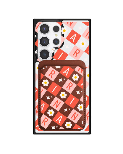 Android Magnetic Wallet Case - Flower Grid Monogram 2.0
