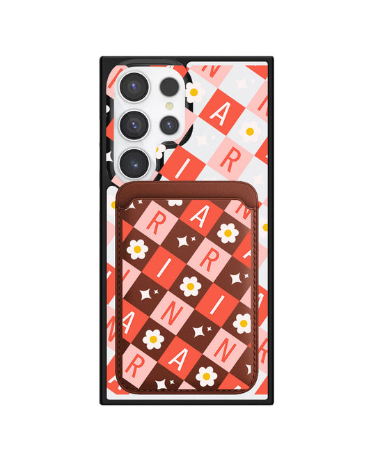 Android Magnetic Wallet Case - Flower Grid Monogram 2.0