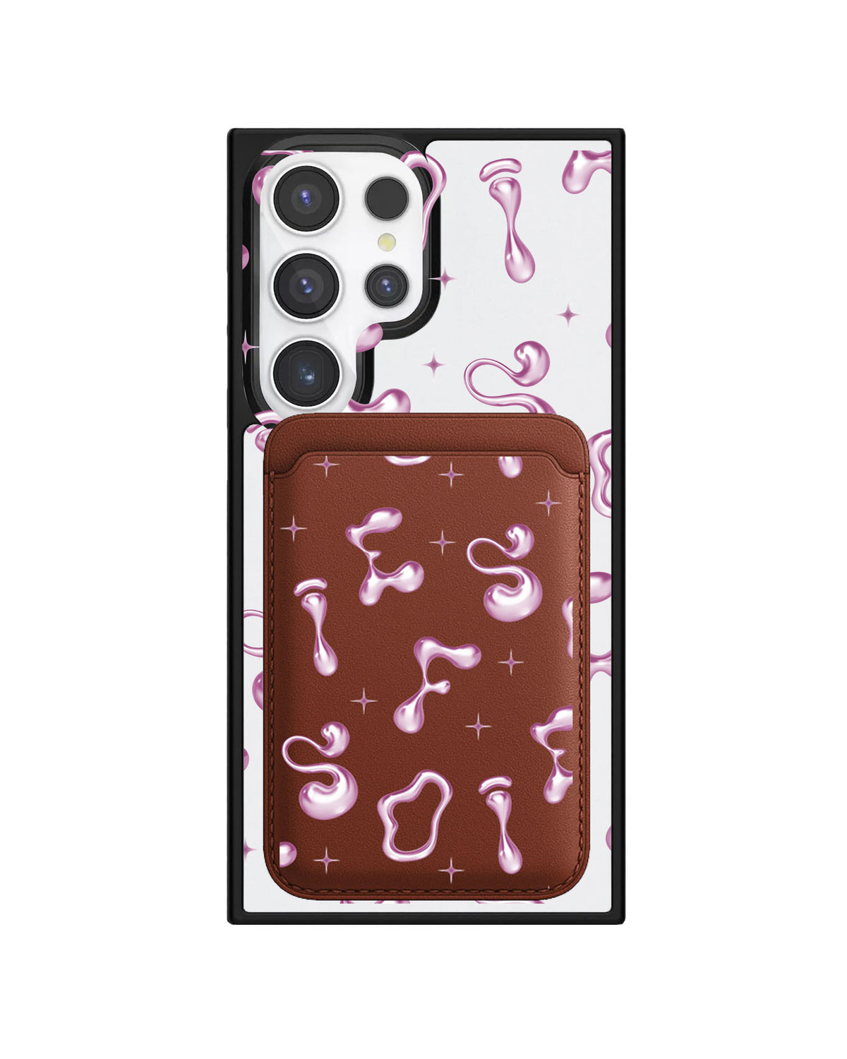 Android Magnetic Wallet Case - Pink Chrome Monogram