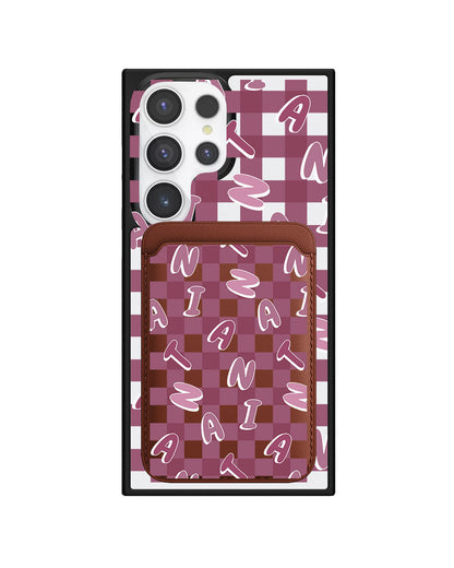 Android Magnetic Wallet Case - Checkered Monogram 2.0