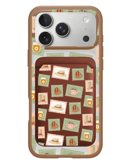 iPhone Magnetic Wallet Case - Cottagecore Stamps