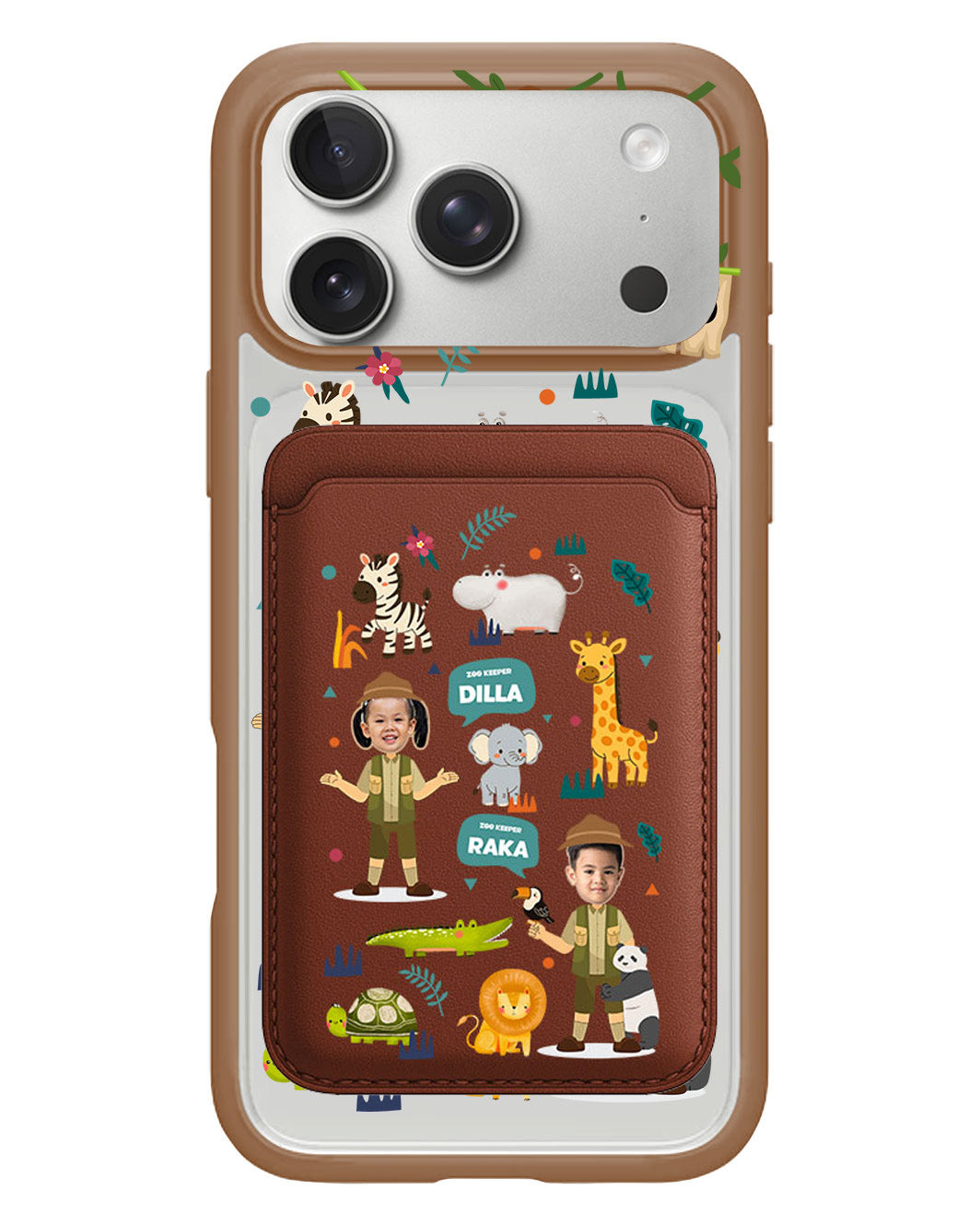 iPhone Magnetic Wallet Case - Face Grid Dream Zoo Keeper