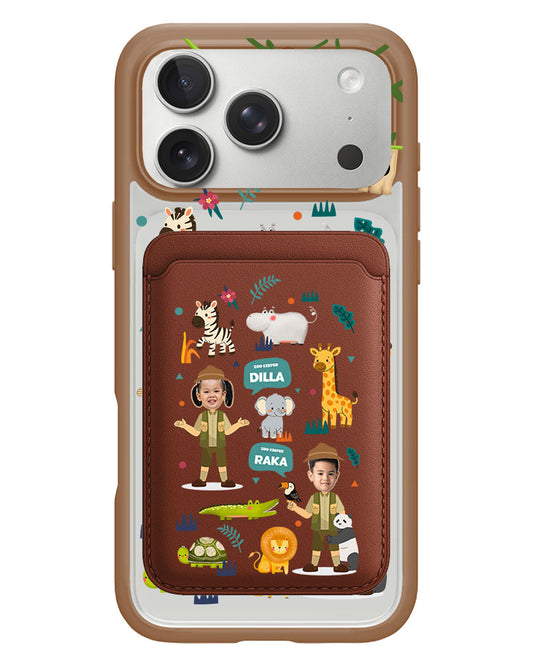 iPhone Magnetic Wallet Case - Face Grid Dream Zoo Keeper