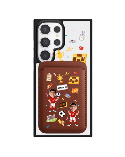 Android Magnetic Wallet Case - Face Grid Dream Soccer