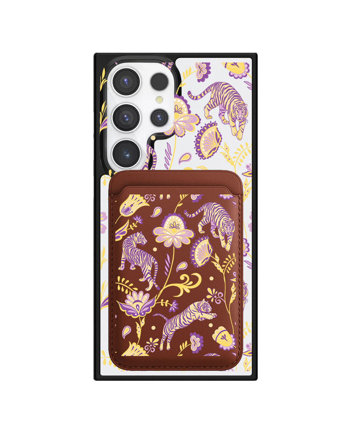 Android Magnetic Wallet Case - Tiger & Floral 4.0