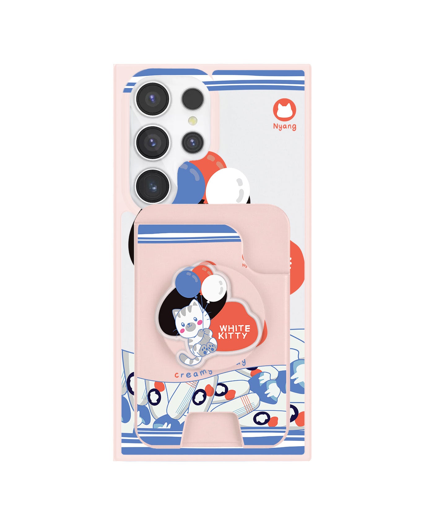 Android Magpop Wallet - White Kitty