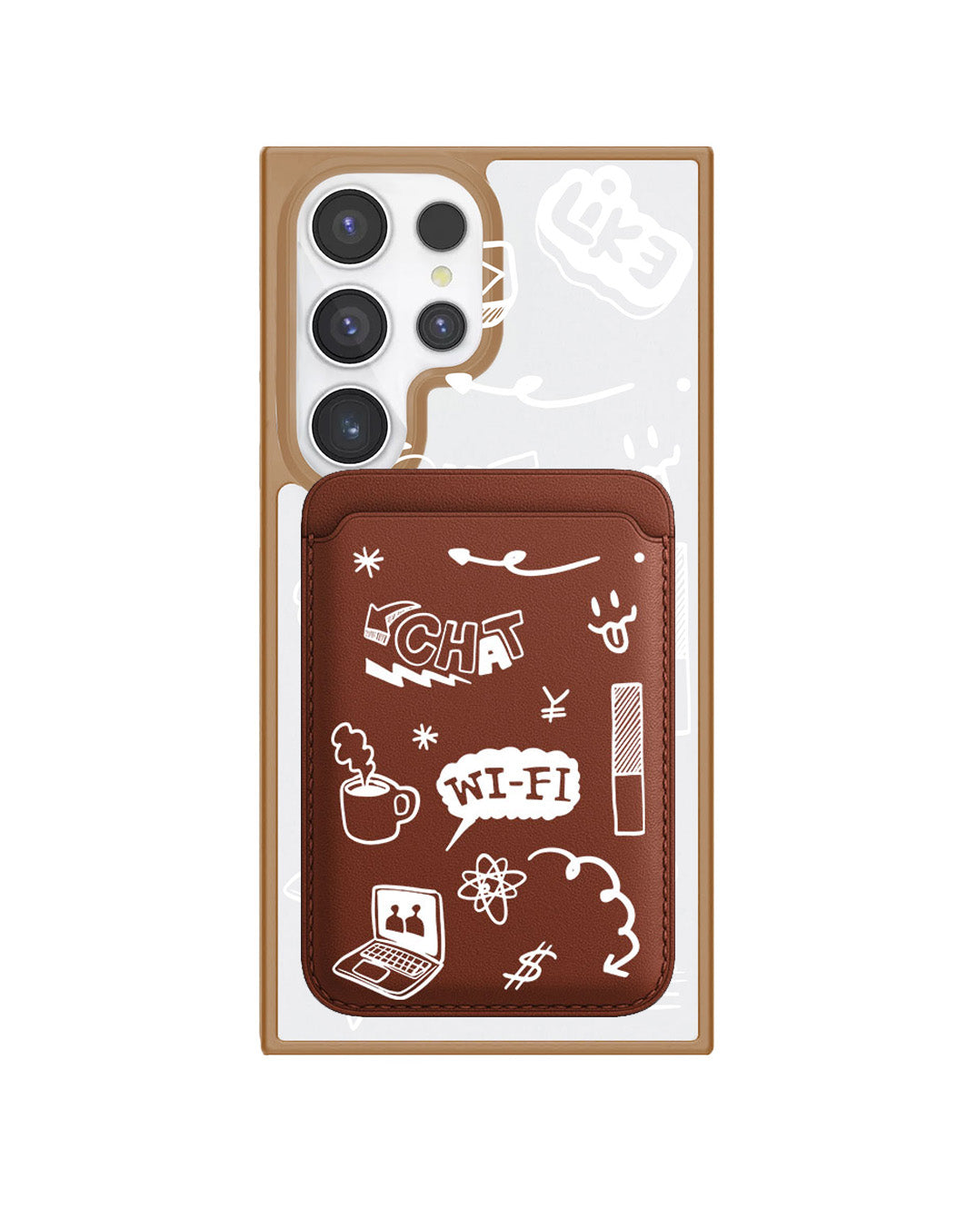 Android Magnetic Wallet Case - Social White