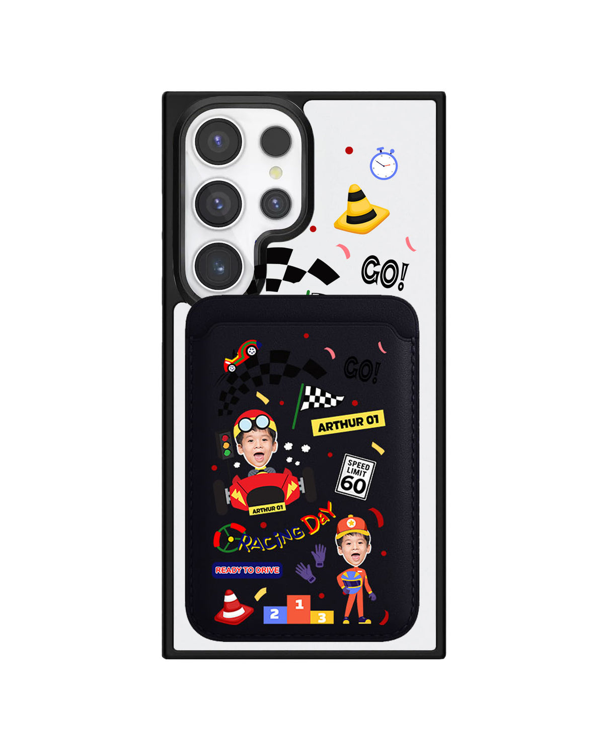 Android Magnetic Wallet Case - Face Grid Dream Racer