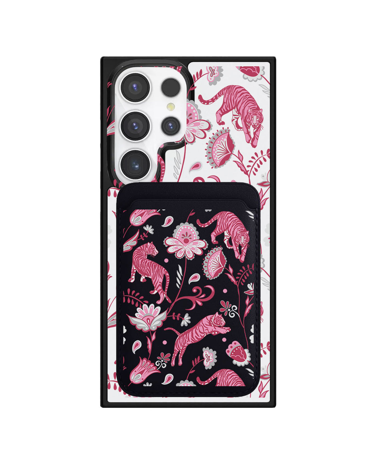 Android Magnetic Wallet Case - Tiger & Floral 7.0