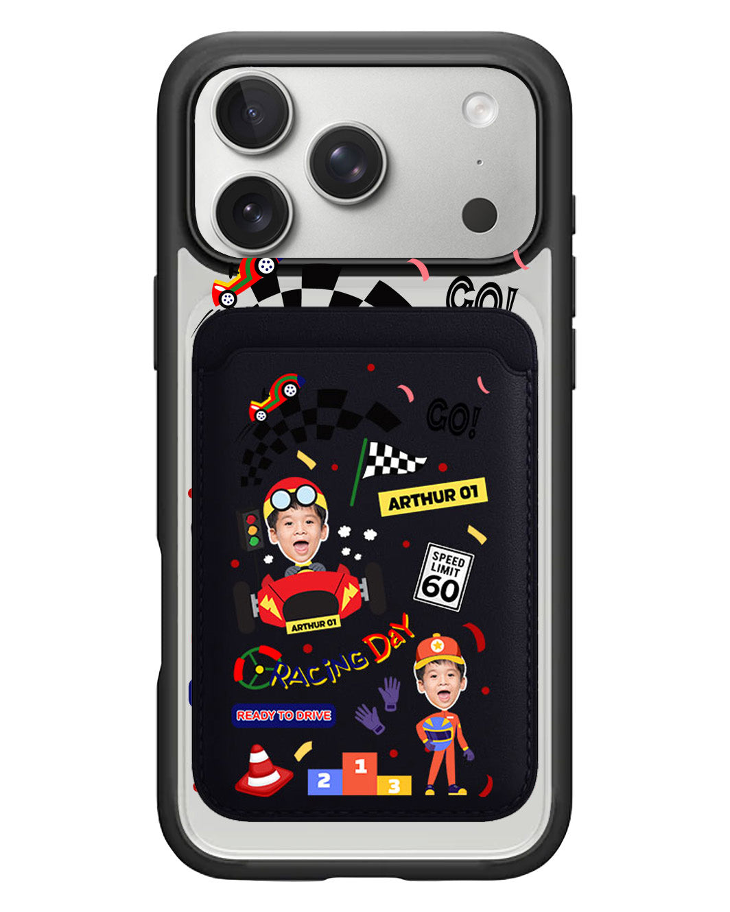 iPhone Magnetic Wallet Case - Face Grid Dream Racer