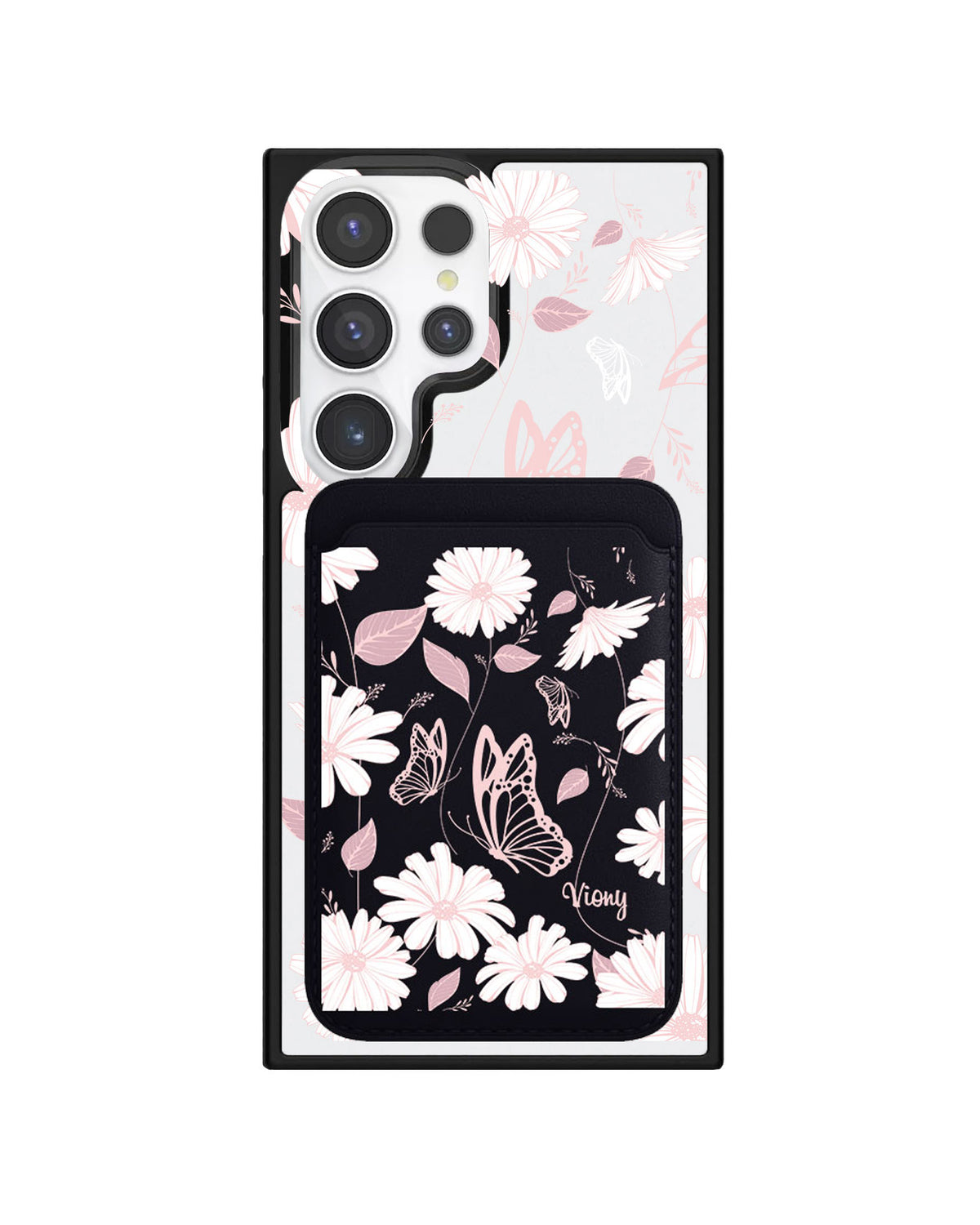 Android Magnetic Wallet Case - Butterfly & Daisy
