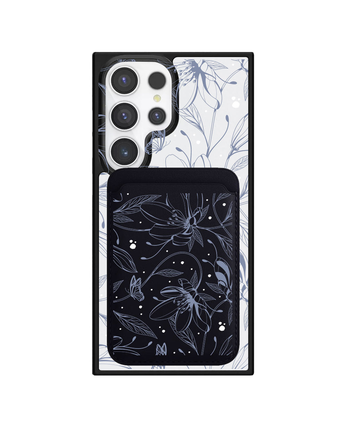 Android Magnetic Wallet Case - Sketchy Flower & Butterfly 2.0