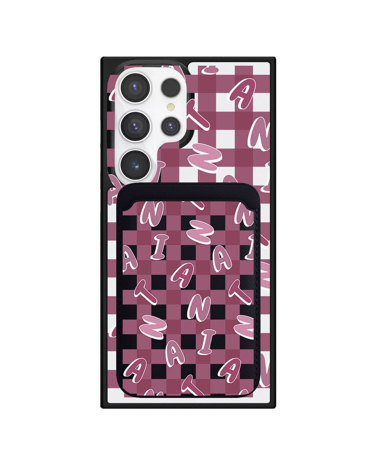 Android Magnetic Wallet Case - Checkered Monogram 2.0