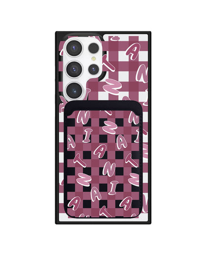 Android Magnetic Wallet Case - Checkered Monogram 2.0