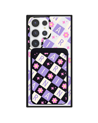 Android Magnetic Wallet Case - Flower Grid Monogram 3.0