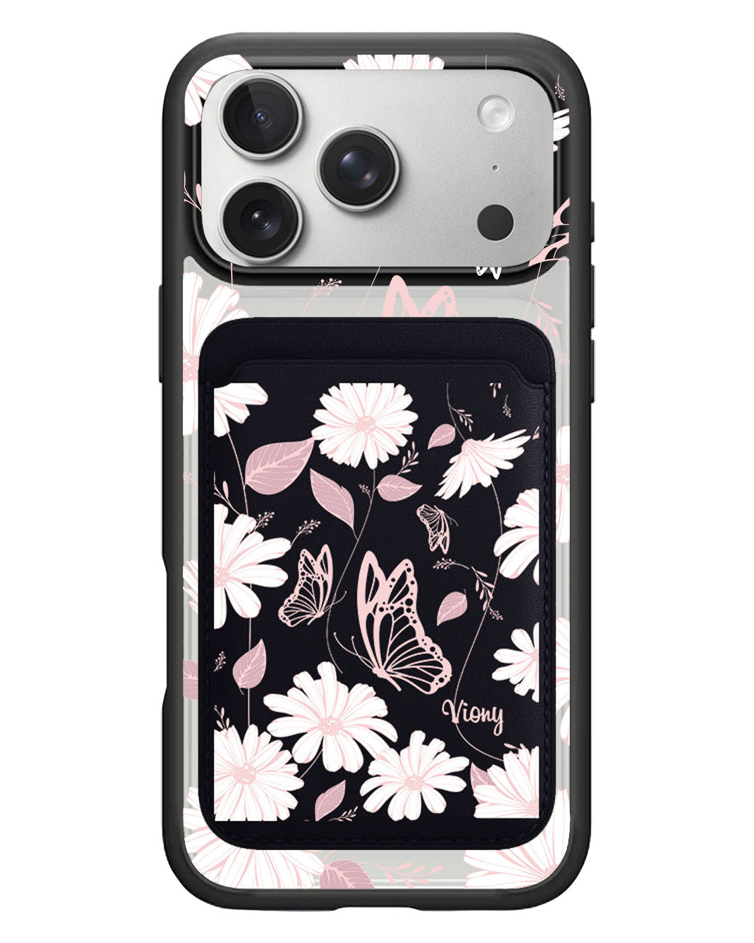 iPhone Magnetic Wallet Case - Butterfly & Daisy