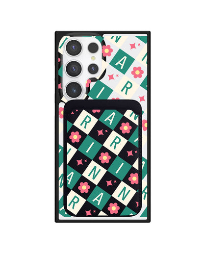 Android Magnetic Wallet Case - Flower Grid Monogram 4.0