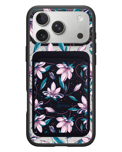 iPhone Magnetic Wallet Case - Pink Tulip