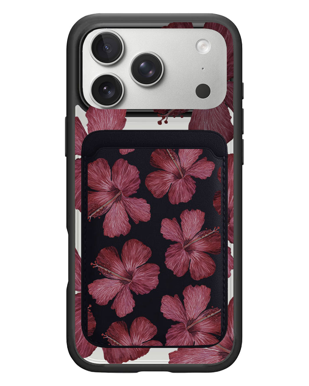 iPhone Magnetic Wallet Case - Goth Hibiscus