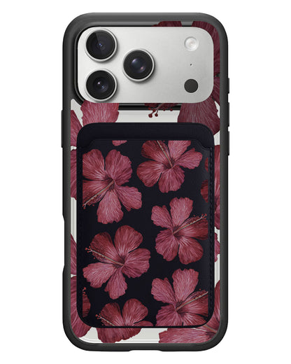 iPhone Magnetic Wallet Case - Goth Hibiscus
