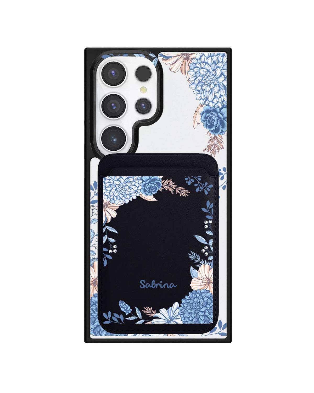 Android Magnetic Wallet Case - Blue Florals