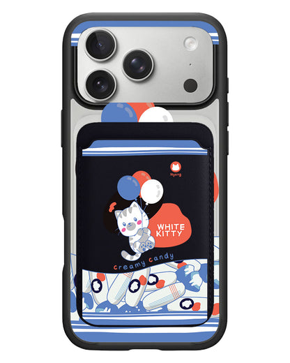 iPhone Magnetic Wallet Case - White Kitty