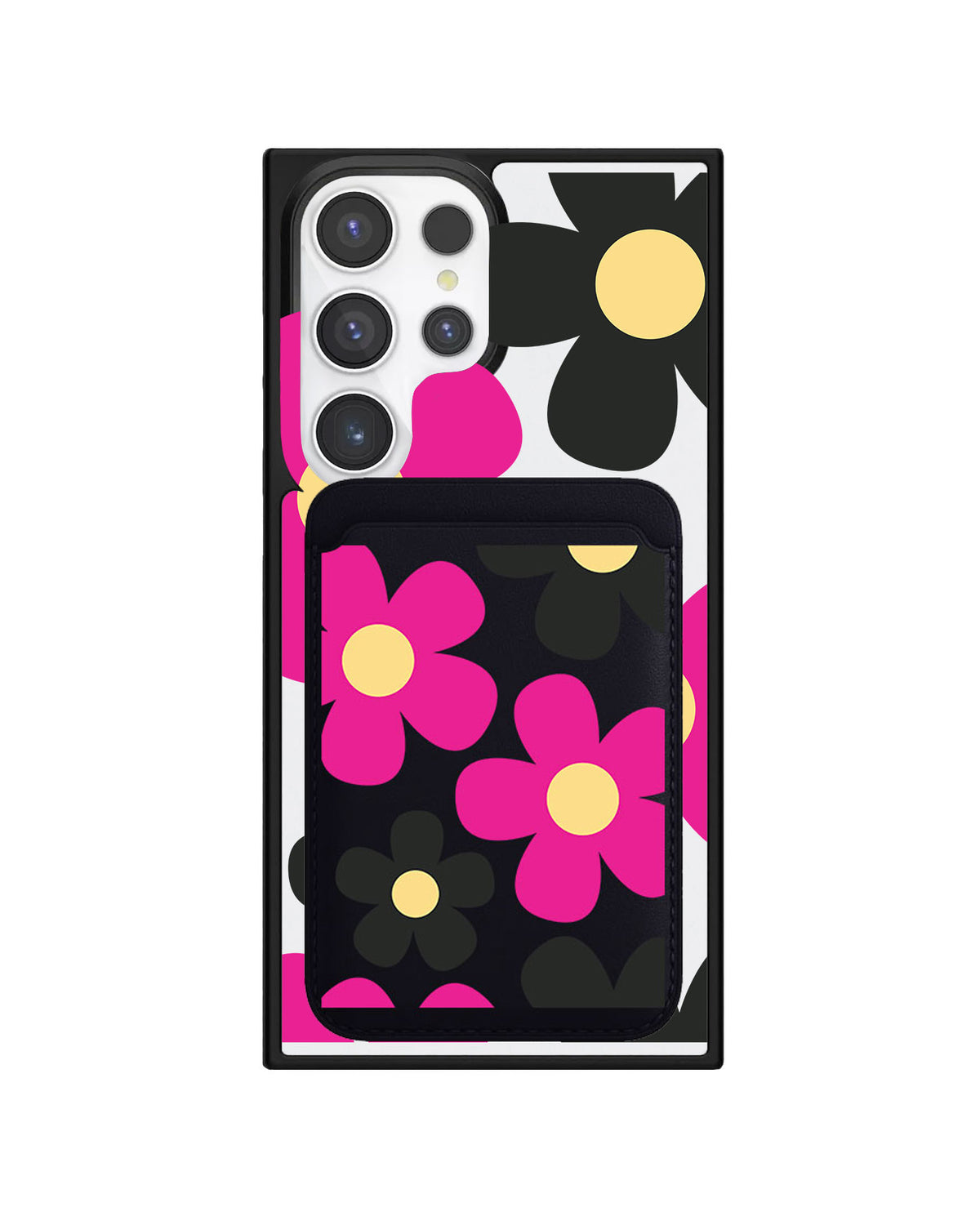 Android Magnetic Wallet Case - Daisy Hot Pink