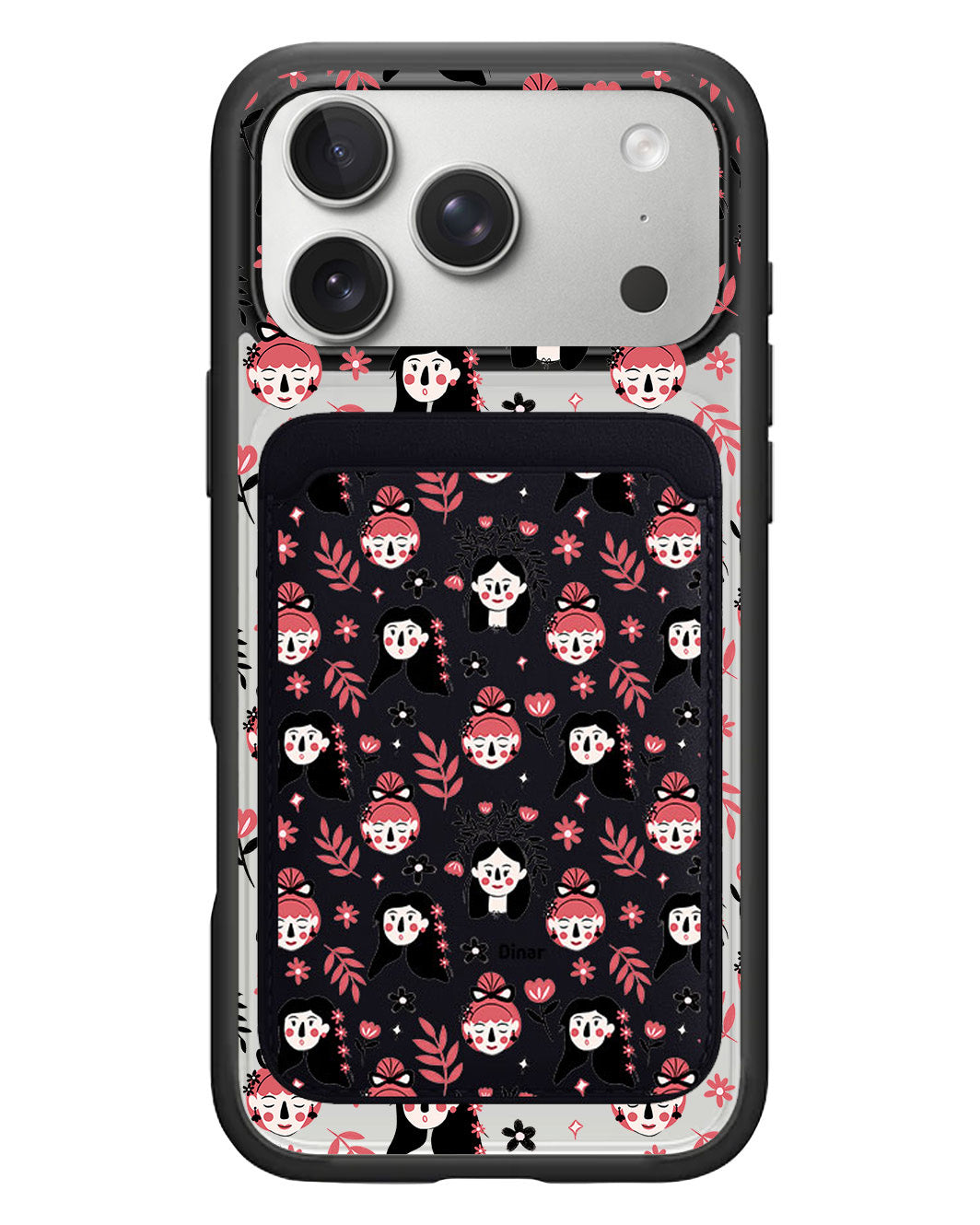 iPhone Magnetic Wallet Case - Flowery Faces