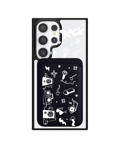Android Magnetic Wallet Case - Rock N Roll White