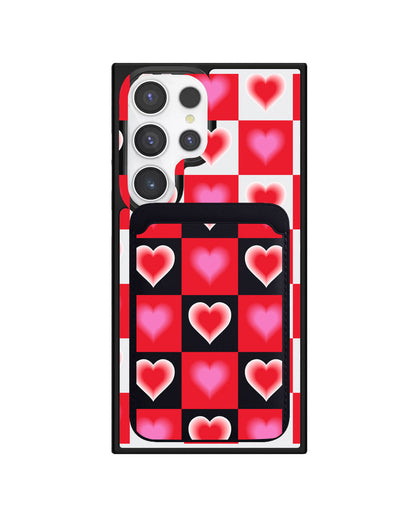 Android Magnetic Wallet Case - Love Checkered