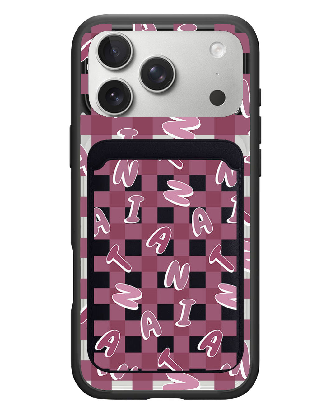 iPhone Magnetic Wallet Case - Checkered Monogram 2.0